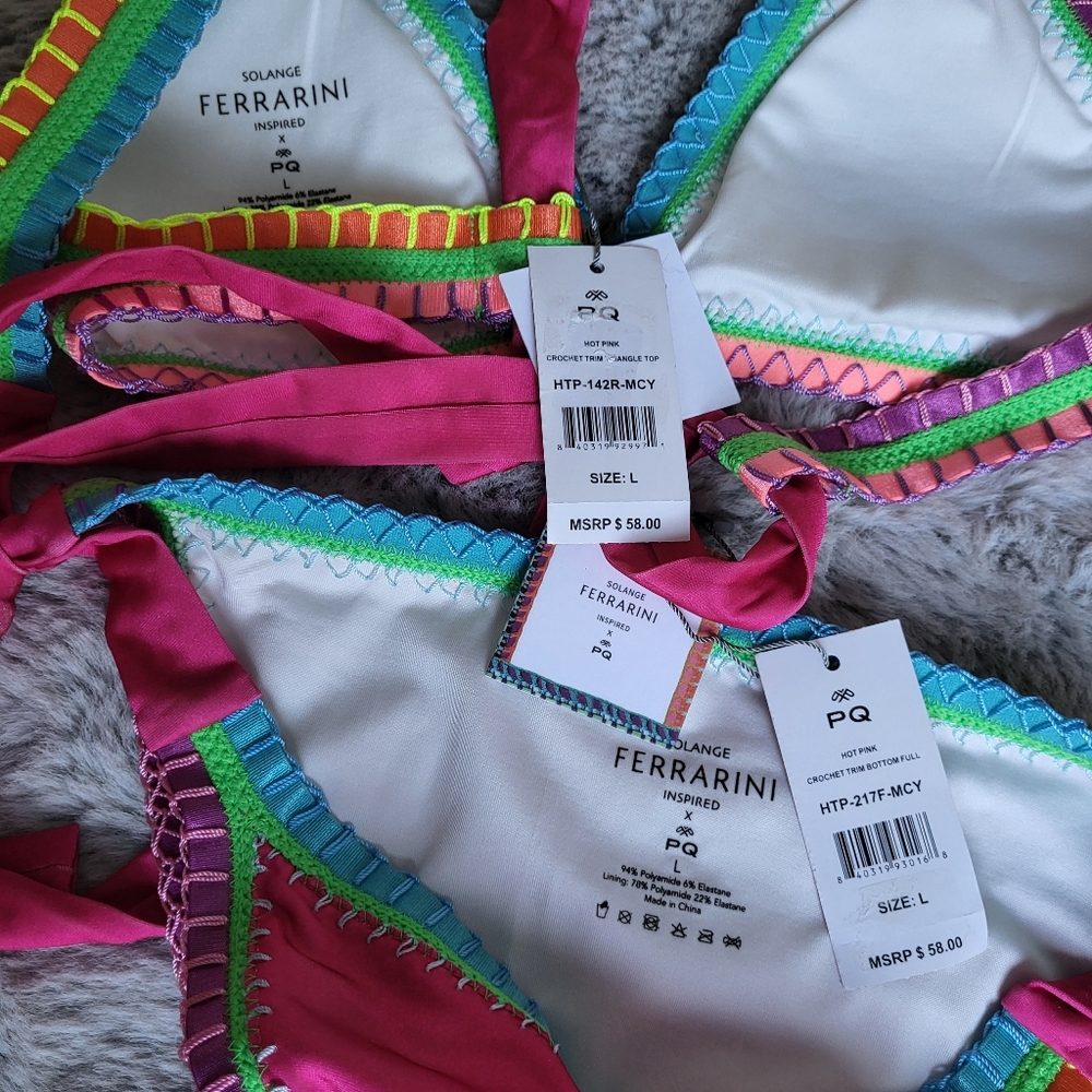 Solange Ferrarini Inspired Crochet Trim Bikini Top & Crochet Trim Side Tie Bikin - Picture 4 of 4